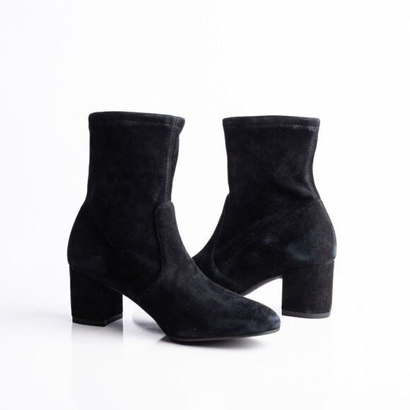 Stuart Weitzman Siggy 60 Black Suede Leather Stretch Sock Boots 36.5 US 6 New - Picture 3 of 10